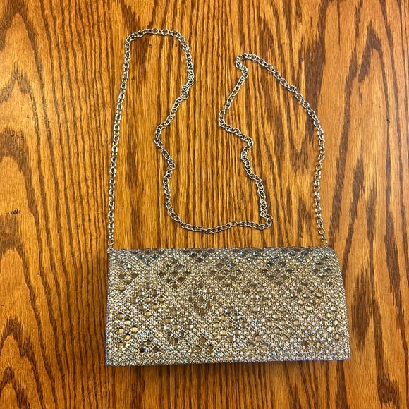 D’Margeaux New York Rhinestone & Crystals Silver & Bronze Formal Clutch Purse - Picture 2 of 9